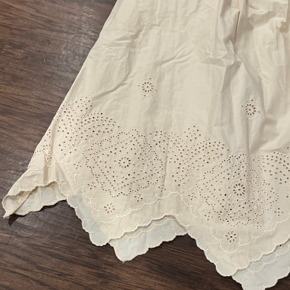 Cream Women’s Dress with Ruffled Sleeves - Picture 4 of 11